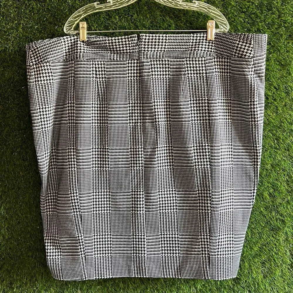 Lane Bryant Knit Houndstooth Faux Wrap Pencil Skirt Plus Curvy
